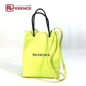 BALENCIAGA Shoulder Bag Crossbody Shopping Tote Leather Yellow